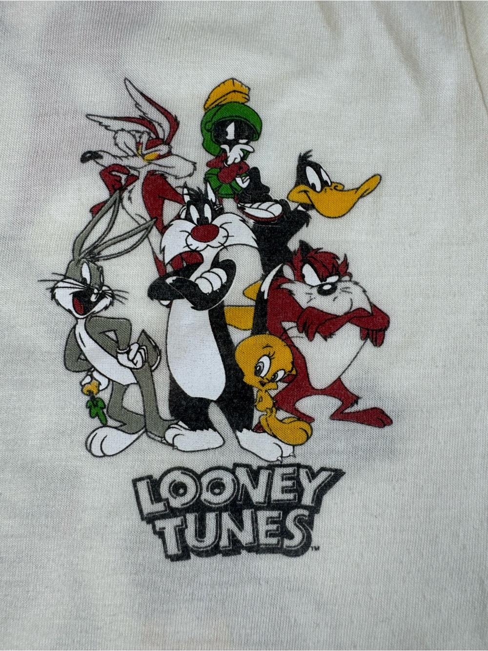 Warner Bros. White Looney Tunes Logo Tee with Pink Accent - Picture 2 of 5